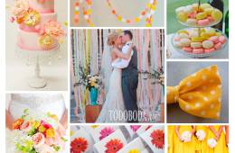 Inspiración para bodas de verano en rosa, amarillo y blanco